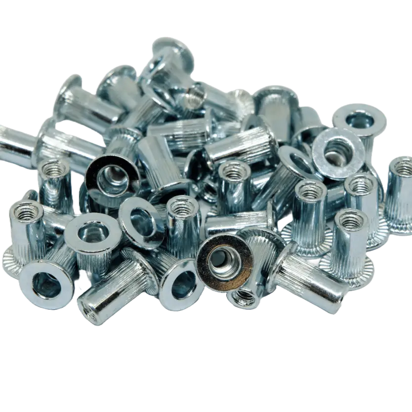 [LF-KB-M3] Rivnut / Steel / Large Flange / Round Body (Knurl) (M3 Grip Range 0.5mm-1.5mm)