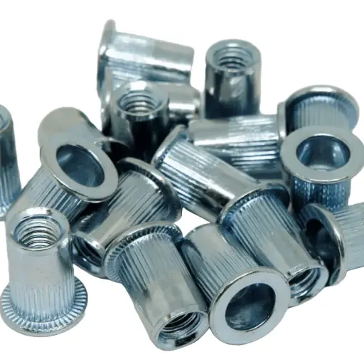 Rivnut / Steel / Large Flange / Round Body (Knurl)