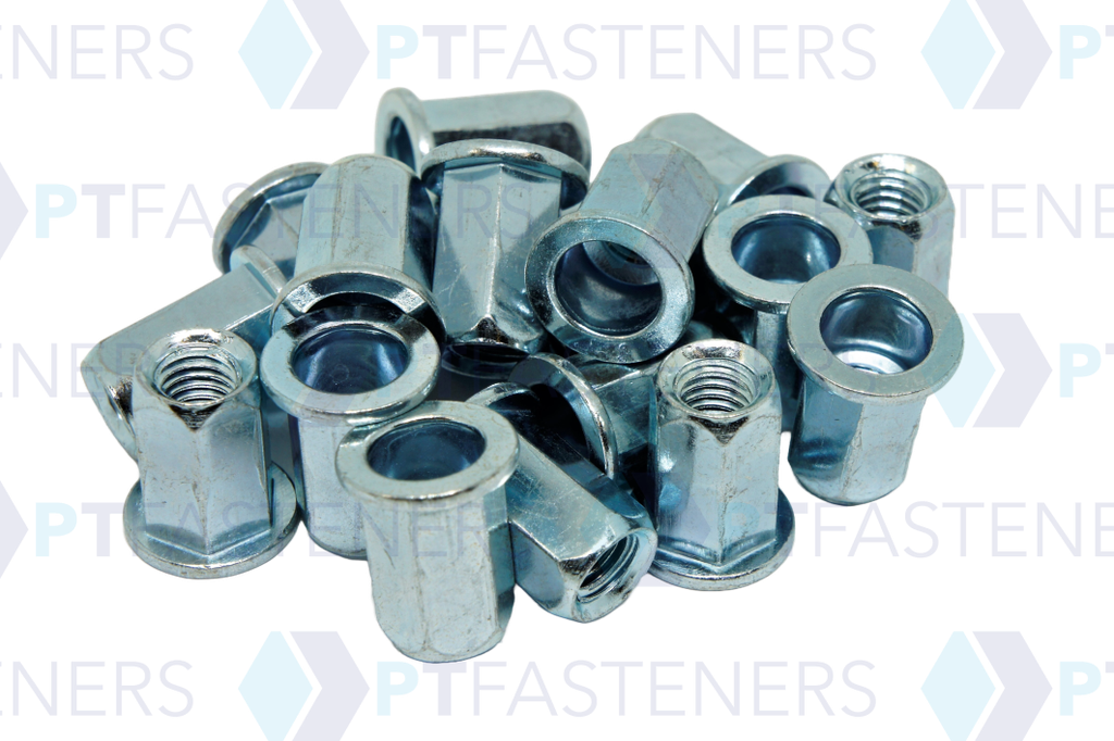 Rivnut / Steel / Large Flange / Full Hex Body / M6 (100 pcs)